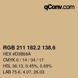 カラーコード: RGB 211 182.2 138.6 | qconv.com