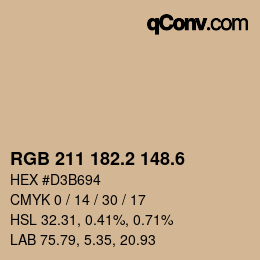 カラーコード: RGB 211 182.2 148.6 | qconv.com