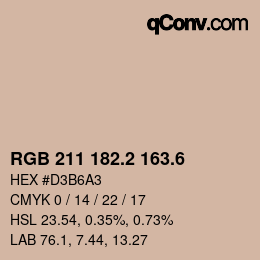 カラーコード: RGB 211 182.2 163.6 | qconv.com