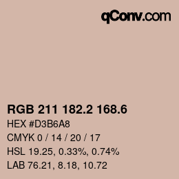カラーコード: RGB 211 182.2 168.6 | qconv.com