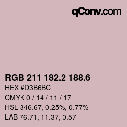 カラーコード: RGB 211 182.2 188.6 | qconv.com