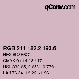 カラーコード: RGB 211 182.2 193.6 | qconv.com