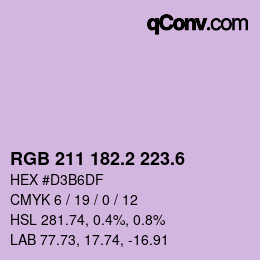 カラーコード: RGB 211 182.2 223.6 | qconv.com
