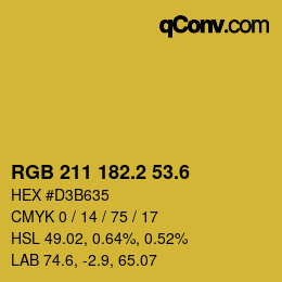 カラーコード: RGB 211 182.2 53.6 | qconv.com