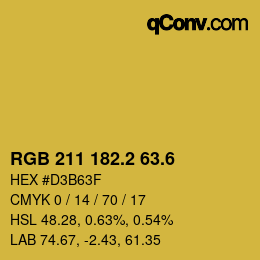カラーコード: RGB 211 182.2 63.6 | qconv.com