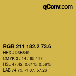 カラーコード: RGB 211 182.2 73.6 | qconv.com