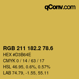 カラーコード: RGB 211 182.2 78.6 | qconv.com