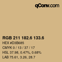 カラーコード: RGB 211 182.6 133.6 | qconv.com