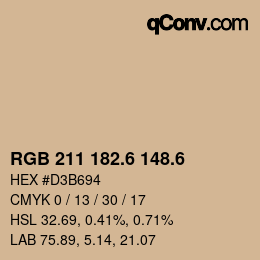 カラーコード: RGB 211 182.6 148.6 | qconv.com