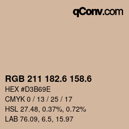 カラーコード: RGB 211 182.6 158.6 | qconv.com
