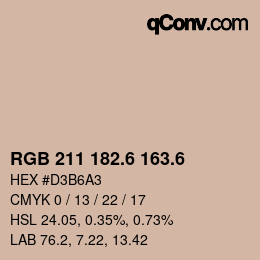カラーコード: RGB 211 182.6 163.6 | qconv.com