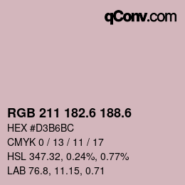 カラーコード: RGB 211 182.6 188.6 | qconv.com