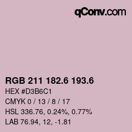 カラーコード: RGB 211 182.6 193.6 | qconv.com