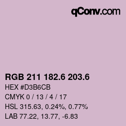 カラーコード: RGB 211 182.6 203.6 | qconv.com