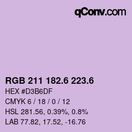 カラーコード: RGB 211 182.6 223.6 | qconv.com