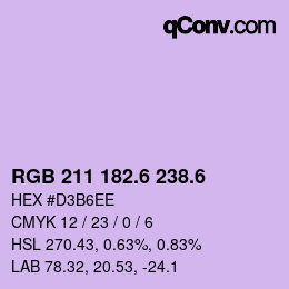 カラーコード: RGB 211 182.6 238.6 | qconv.com
