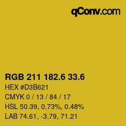 カラーコード: RGB 211 182.6 33.6 | qconv.com