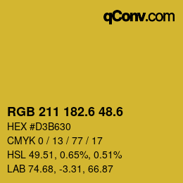 カラーコード: RGB 211 182.6 48.6 | qconv.com