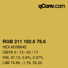 カラーコード: RGB 211 182.6 78.6 | qconv.com