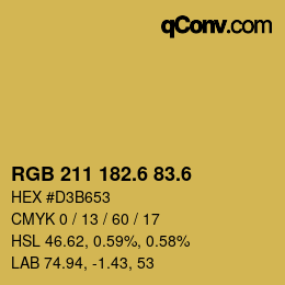 カラーコード: RGB 211 182.6 83.6 | qconv.com