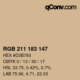 Color code: RGB 211 183 147 | qconv.com