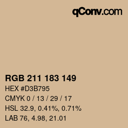 カラーコード: RGB 211 183 149 | qconv.com