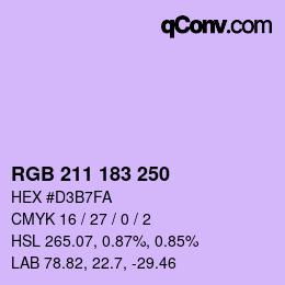 Color code: RGB 211 183 250 | qconv.com