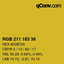 カラーコード: RGB 211 183 38 | qconv.com