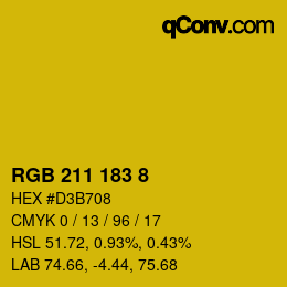 カラーコード: RGB 211 183 8 | qconv.com