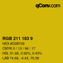 颜色代码: RGB 211 183 9 | qconv.com