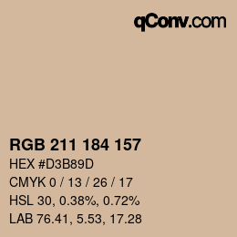 Color code: RGB 211 184 157 | qconv.com