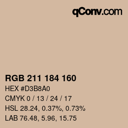 Color code: RGB 211 184 160 | qconv.com