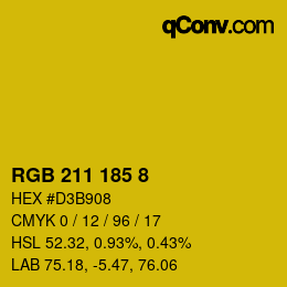 カラーコード: RGB 211 185 8 | qconv.com
