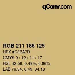 カラーコード: RGB 211 186 125 | qconv.com