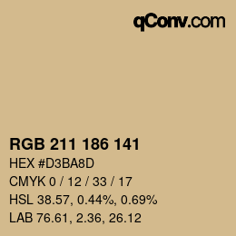 カラーコード: RGB 211 186 141 | qconv.com