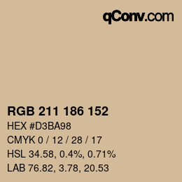 Color code: RGB 211 186 152 | qconv.com