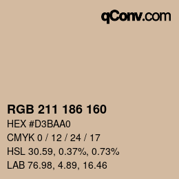 カラーコード: RGB 211 186 160 | qconv.com