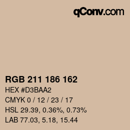 Color code: RGB 211 186 162 | qconv.com