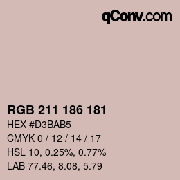 Color code: RGB 211 186 181 | qconv.com