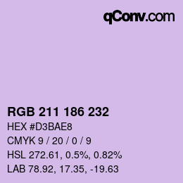 Color code: RGB 211 186 232 | qconv.com