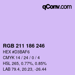 Color code: RGB 211 186 246 | qconv.com