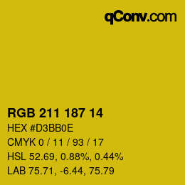 颜色代码: RGB 211 187 14 | qconv.com