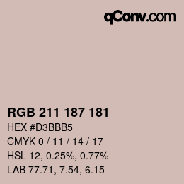 Color code: RGB 211 187 181 | qconv.com