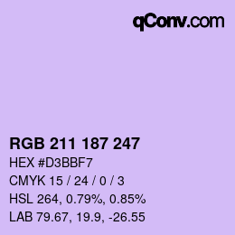 Color code: RGB 211 187 247 | qconv.com