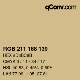Color code: RGB 211 188 139 | qconv.com