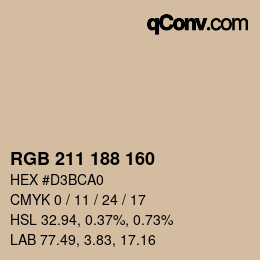 Color code: RGB 211 188 160 | qconv.com