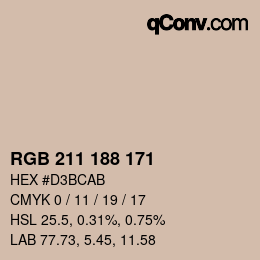 Color code: RGB 211 188 171 | qconv.com