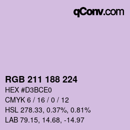 カラーコード: RGB 211 188 224 | qconv.com