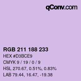 Color code: RGB 211 188 233 | qconv.com