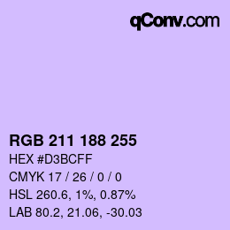 Color code: RGB 211 188 255 | qconv.com